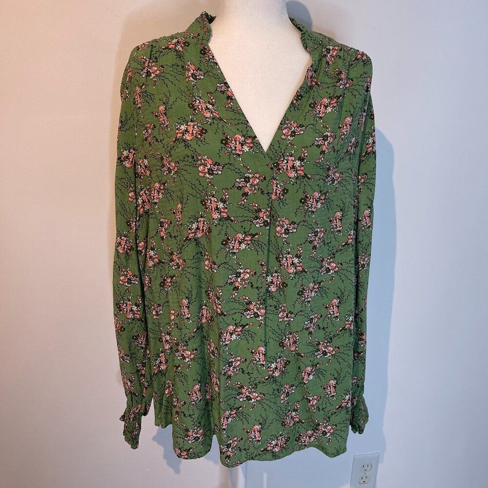 Lane Bryant Green Floral Blouse size 18/20
